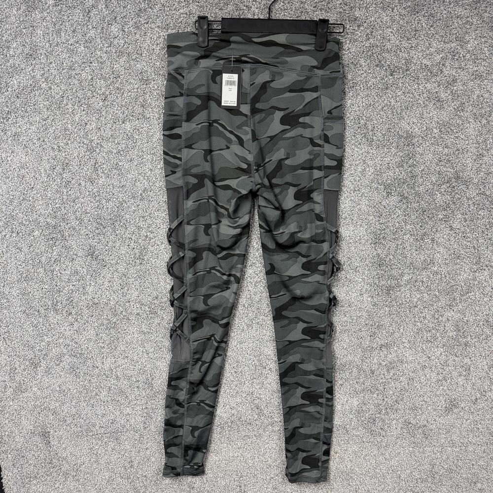 MM Leggings Women S/M 27x27 Green Camo High Rise Lattice Activewear Gorpcore NWT
